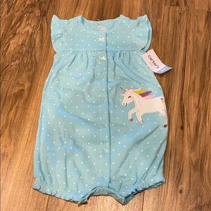 Carters Unicorn Baby Romper - Light Blue